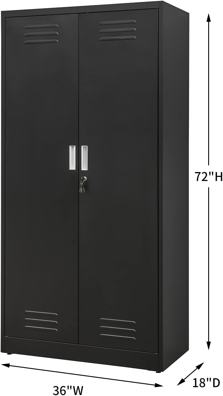 BESFUR Gabinete de almacenamiento de metal, gabinete de almacenamiento con bloqueo de 72 pulgadas para garaje, oficina, hogar, escuela