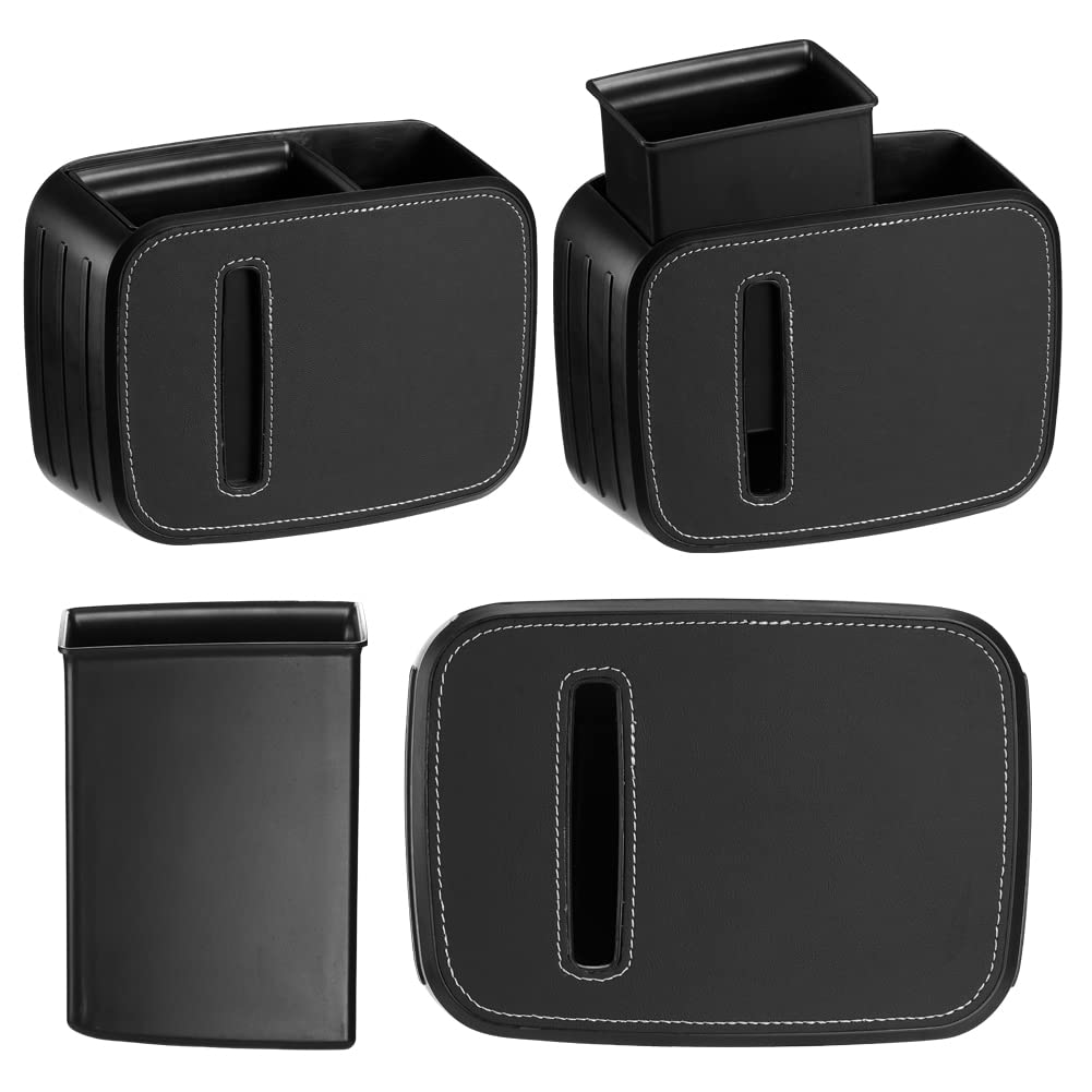 JSCARLIFE Car Front Seat Organizer with Trash Can, Detachable Car Garbage Can with Tissue Box and Storage Box, Multifunctional Waterproof Car Trash