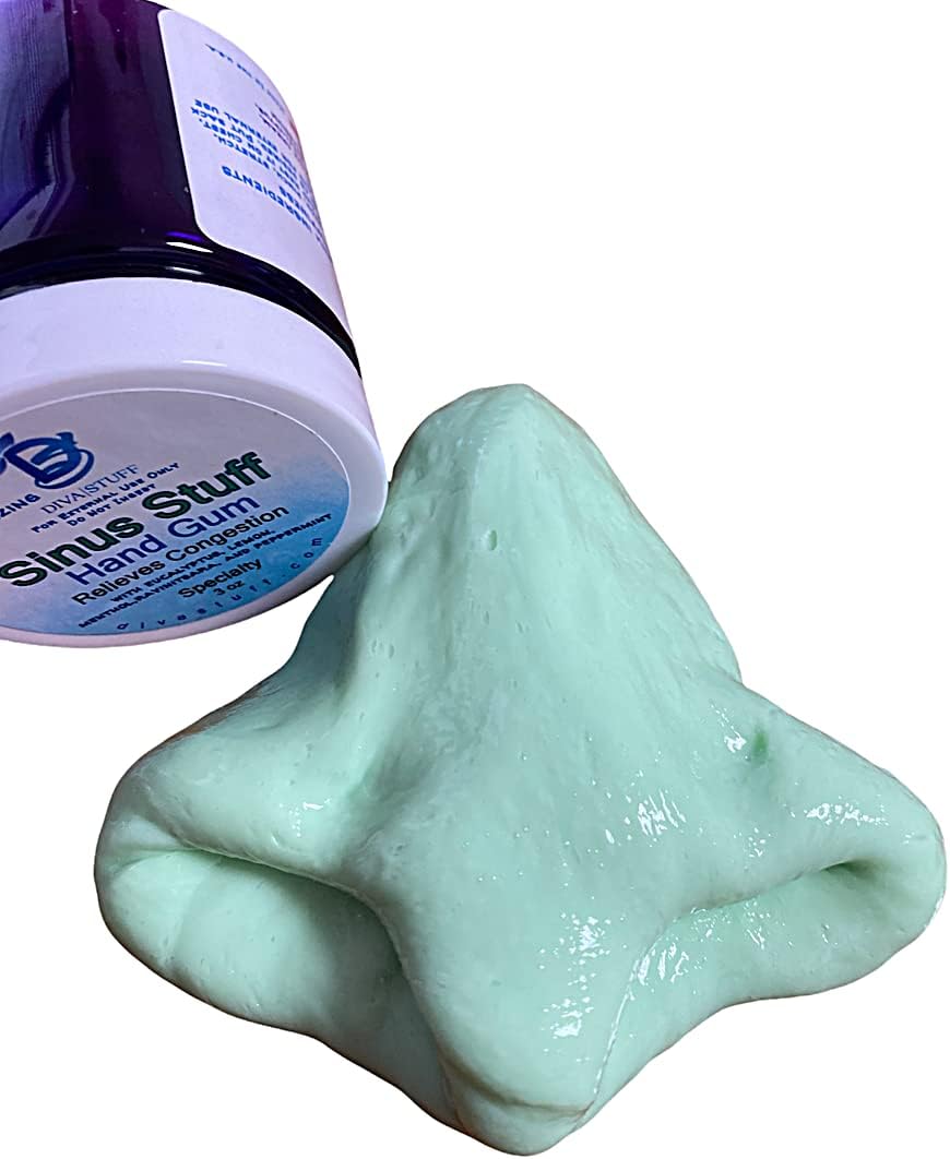 Diva Stuff Cosas sinusales, goma de mascar para aliviar la congestión, divertidas y efectivas, con mentol, eucalipto, menta y más, 3 onzas