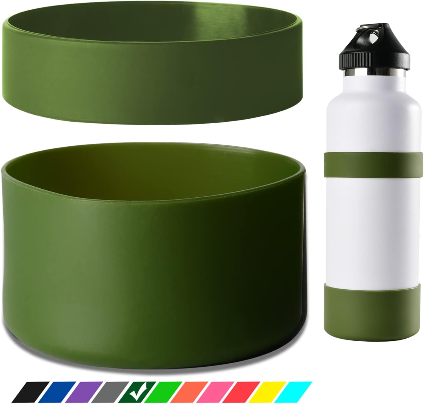 Greant Funda protectora doble para botella de agua compatible con Hydro Flask, funda flexible de silicona compatible con funda Hydroflask, funda
