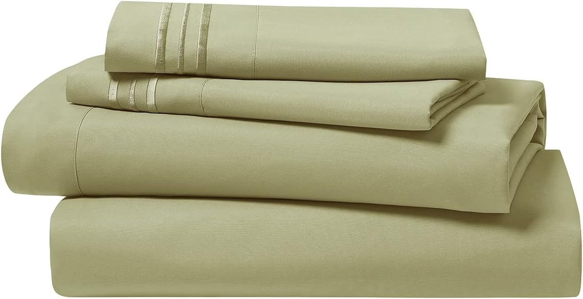 Clara Clark – Juego de sábanas de la serie 1800 Premier, 4 piezas, juego de cama, sábanas con mucha caída, resiste arrugas, la decoloración y las