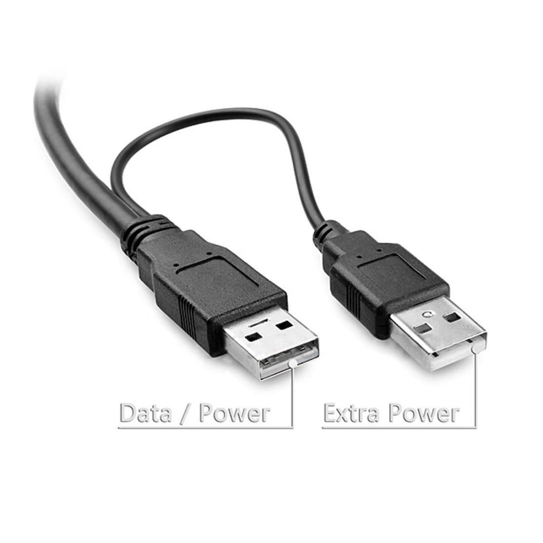 chenyang Cable de datos USB 2.0 a Mini USB 5Pin con cable de alimentación adicional para unidad de disco duro