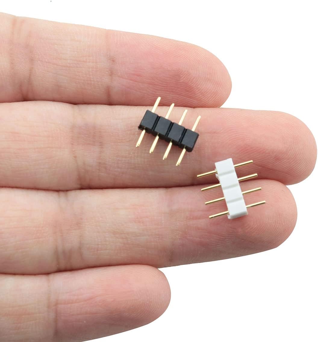 Ruiwaer Adaptador de conector LED de 4 pines macho de 4 pines, conector LED RGB de 4 pines para tira de tiras LED RGB5050 3528 (30 x blanco + 30