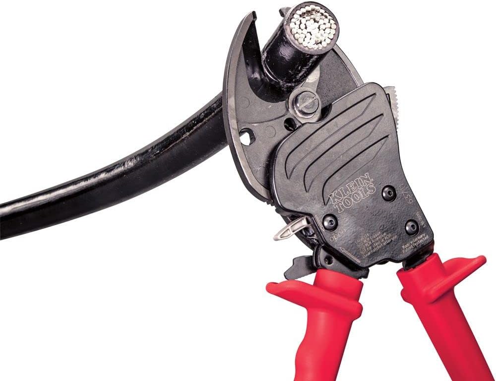 Klein Tools 63711 Cortador de cable de alambre con mordazas de carga frontal abierta corta cobre 600 MCM, aluminio 750 MCM