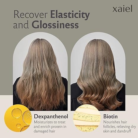 Xaiel – Acondicionador de folículo profundo  Aumenta el volumen y el brillo  Hidratante, reparador para cabello seco y dañado  Con biotina,