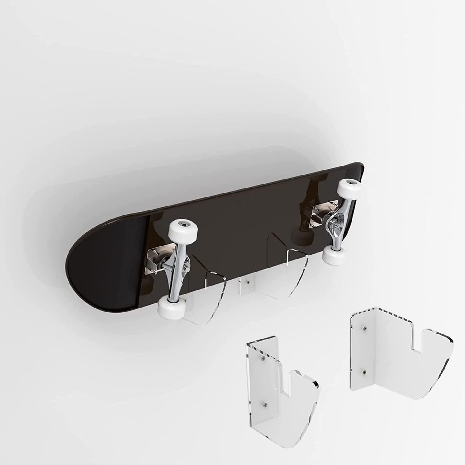 WANLIAN Soporte de pared para monopatín, soporte de exhibición de almacenamiento para monopatín, soporte de pared de acrílico para monopatín y