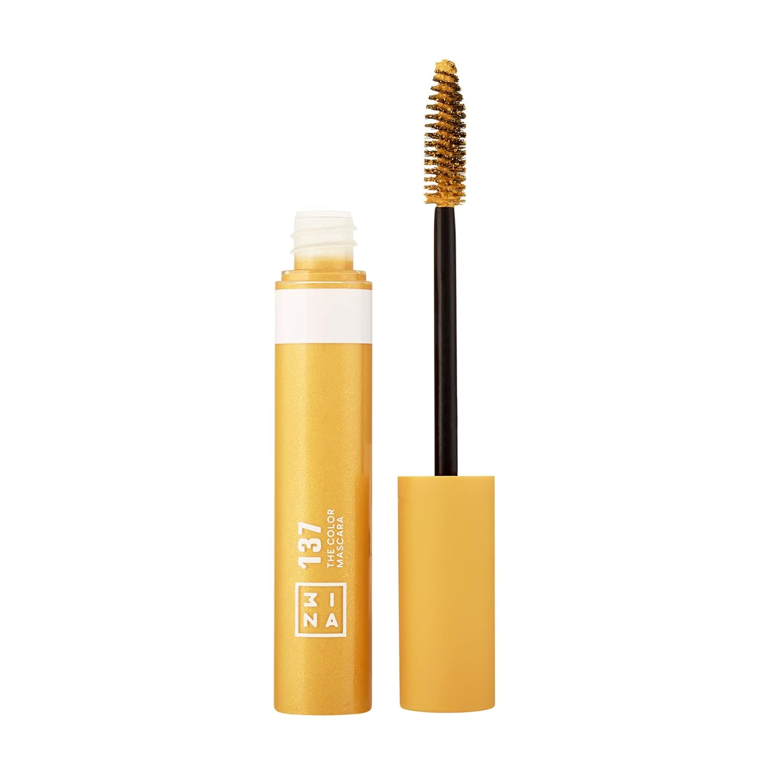 3INA The Color Mascara 137 – Máscara de pestañas de color amarillo cubre pestañas con color divertido – Lavable, sin grumos, rímel voluminizador en