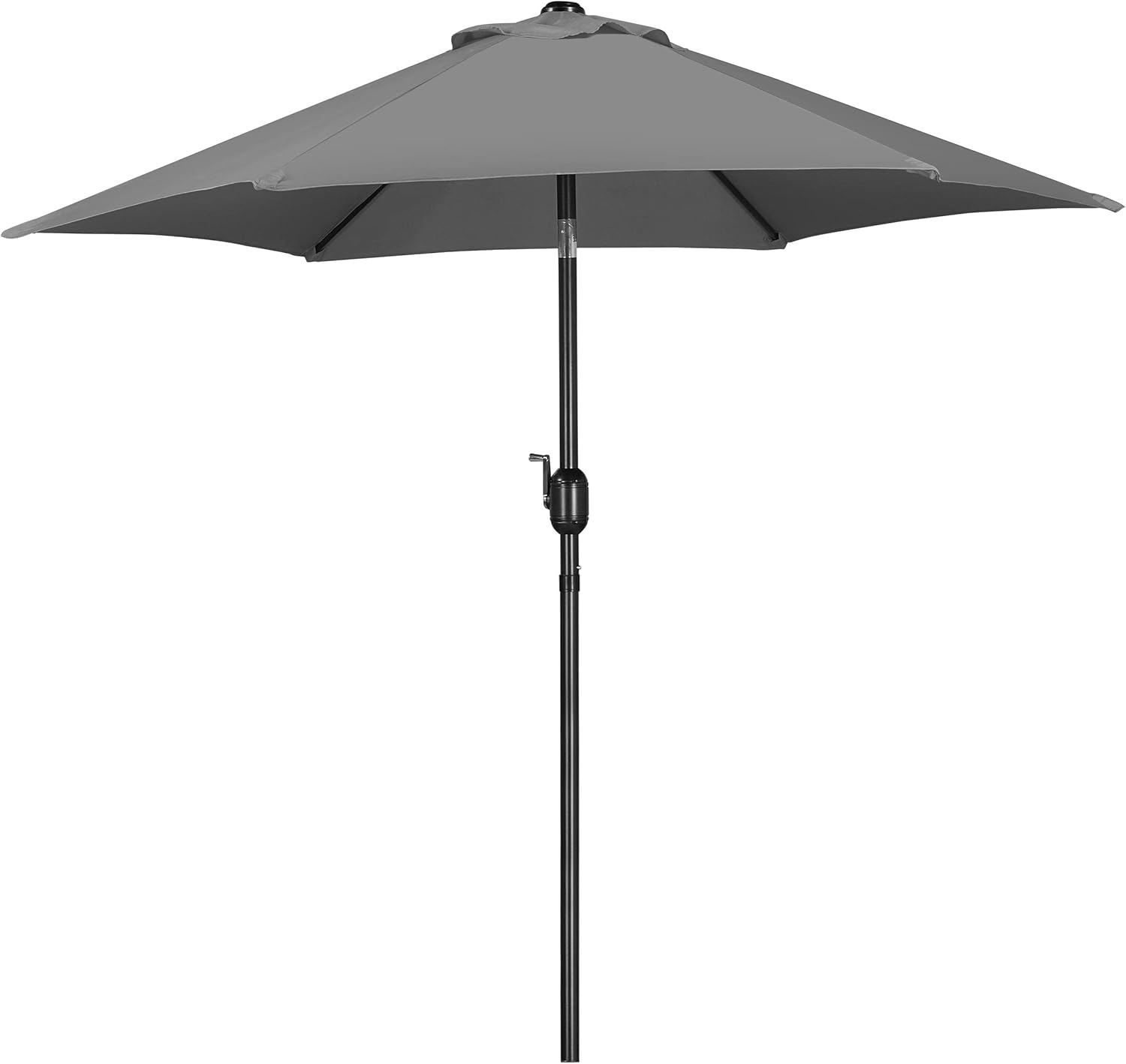 Yaheetech Sombrilla de patio de 7.5 pies con 6 varillas resistentes, botón de inclinación y manivela para jardín, césped, cubierta, patio, piscina,