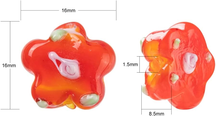 Airssory 18 piezas 9 colores hechos a mano Lampwork cuentas de vidrio flor grano espaciador surtido para la fabricación de joyas