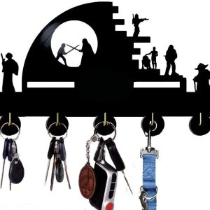 SWars – Llavero para pared, ganchos para llaves con temática de película de ciencia ficción para decoración de pared con 5 ganchos, organizador de SWars – Llavero para pared, ganchos para llaves con temática de película de ciencia ficción para decoración de pared con 5 ganchos, organizador de