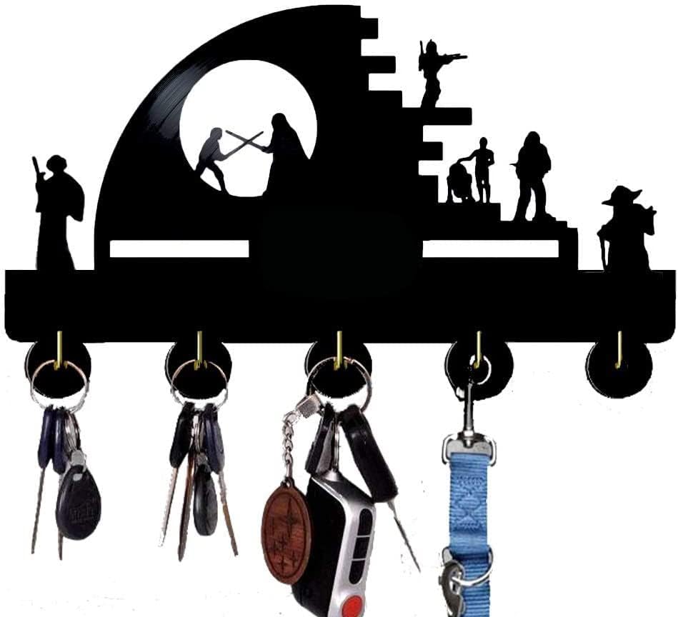 SWars – Llavero para pared, ganchos para llaves con temática de película de ciencia ficción para decoración de pared con 5 ganchos, organizador de