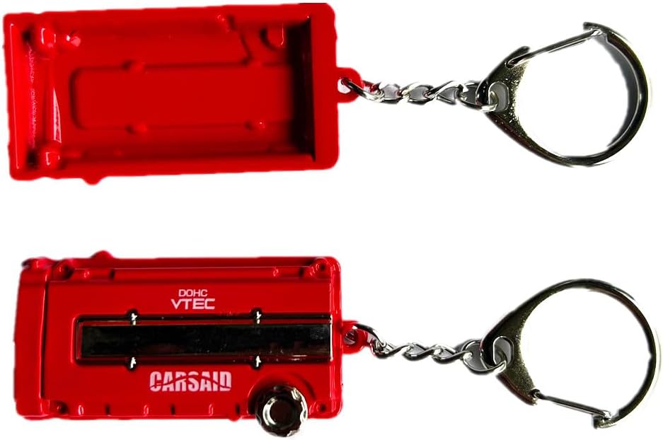 Dohc Vtec Honda Turbo cubierta del motor llavero con llavero, Rojo –