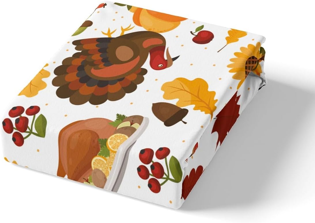 Feelyou Juego de funda de edredón de decoración de Acción de Gracias, tamaño Queen, lindo juego de ropa de cama de pavo para niños, decoración de