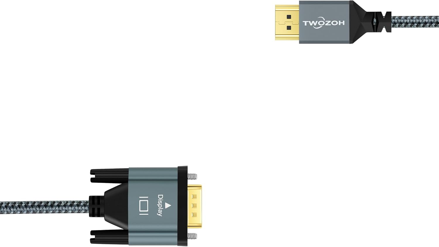 Twozoh Cable HDMI a VGA de 15 pies. Aleación de aluminio Shell Nylon Trenzado y chapado en oro Soporte 1080P60HZ