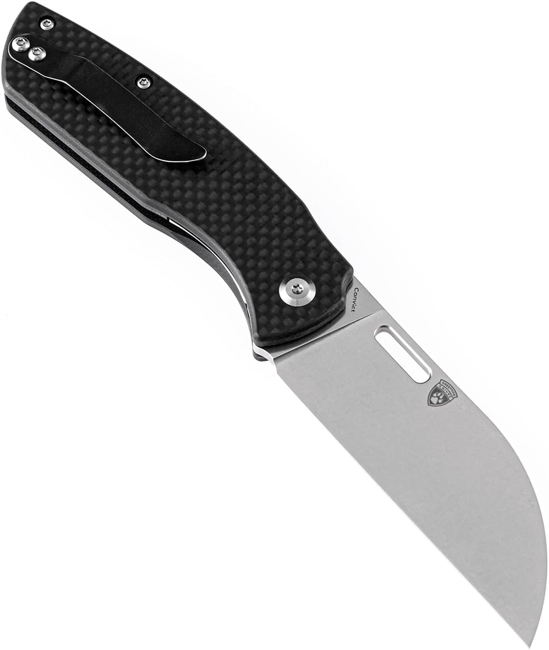 KANSEPT Cuchillo plegable de bolsillo convicto EDC Cuchillo plegable para acampar 3.3 ” Negro lavado a la piedra 60.6 in Material Cuchillo plegable