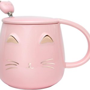 Taza de café con diseño de gato, regalo para los amantes de los gatos, taza de cerámica, taza novedosa con tapa y cuchara de acero inoxidable, Taza de café con diseño de gato, regalo para los amantes de los gatos, taza de cerámica, taza novedosa con tapa y cuchara de acero inoxidable,