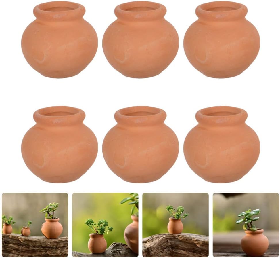 Yardwe 6 macetas de arcilla de terracota, mini macetas de flores para suculentas, cactus, vivero, macetas para bricolaje, hogar y oficina,
