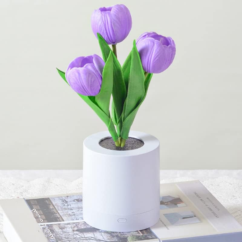 PUNCK Lámpara de flor de brezo de tulipán de hortensia, luz cálida de 11.8 pulgadas, luz nocturna LED de mesa para habitación, dormitorio,