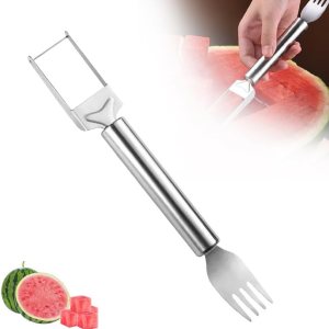Cortador de frutas de acero inoxidable 2 en 1 mejorado, herramienta cortadora de tenedor de sandía 2024, cuchillo cortador de frutas de doble cabeza Cortador de frutas de acero inoxidable 2 en 1 mejorado, herramienta cortadora de tenedor de sandía 2024, cuchillo cortador de frutas de doble cabeza