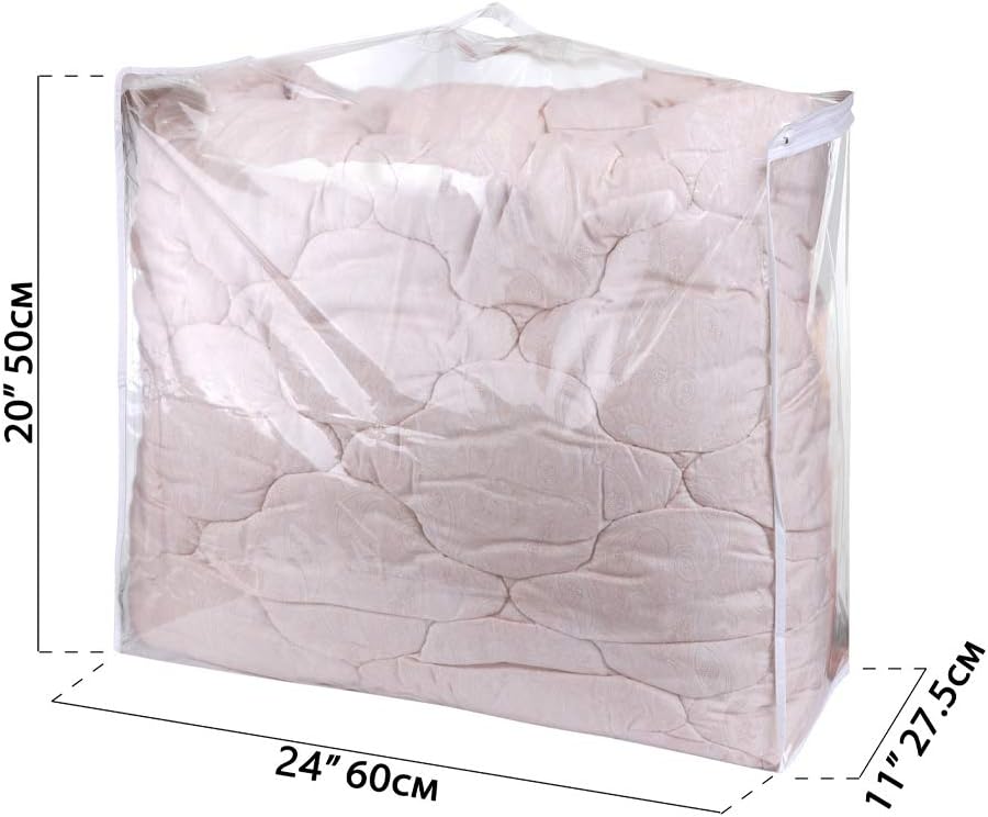 DiClavus – Juego de 2 bolsas de almacenamiento de vinilo transparente con cremallera, 24 x 20 x 11 pulgadas, organizador para ropa, edredón de PVC