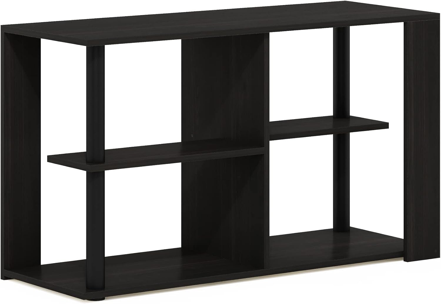 Furinno Romain – Mesa auxiliar estrecha con estantes, color espressonegro