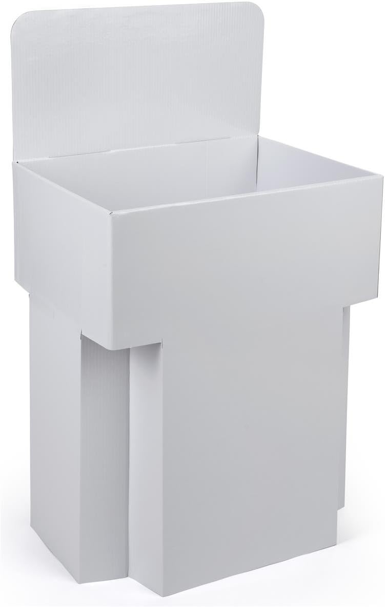 Displays2go, juego de visualización de cartón de 6cubos de basura, diseño de piso de pieacabado blanco (wcdumlrgwt)