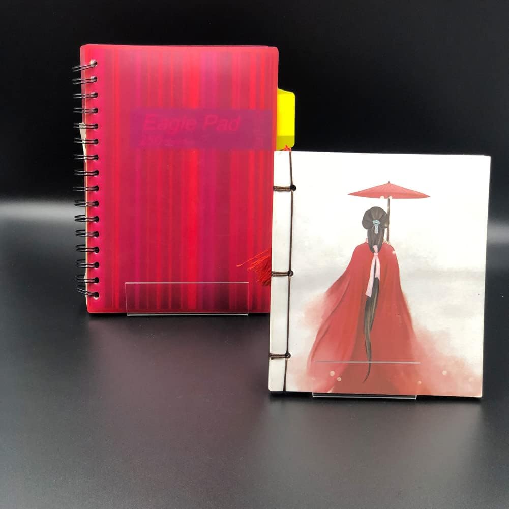 Soporte de acrílico transparente para libros con repisa, soporte de exhibición transparente para exhibir imágenes, libros, libros de cocina, menús,