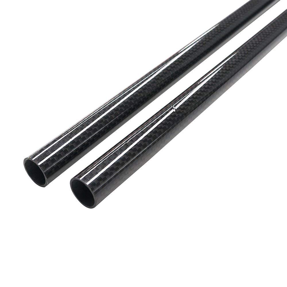 ARRIS Tubos de fibra de carbono de 16.535 in, 0.394 in x 0.472 in x 16.535 in, superficie brillante, rollo 3K, envuelto, tubo de carbono redondo