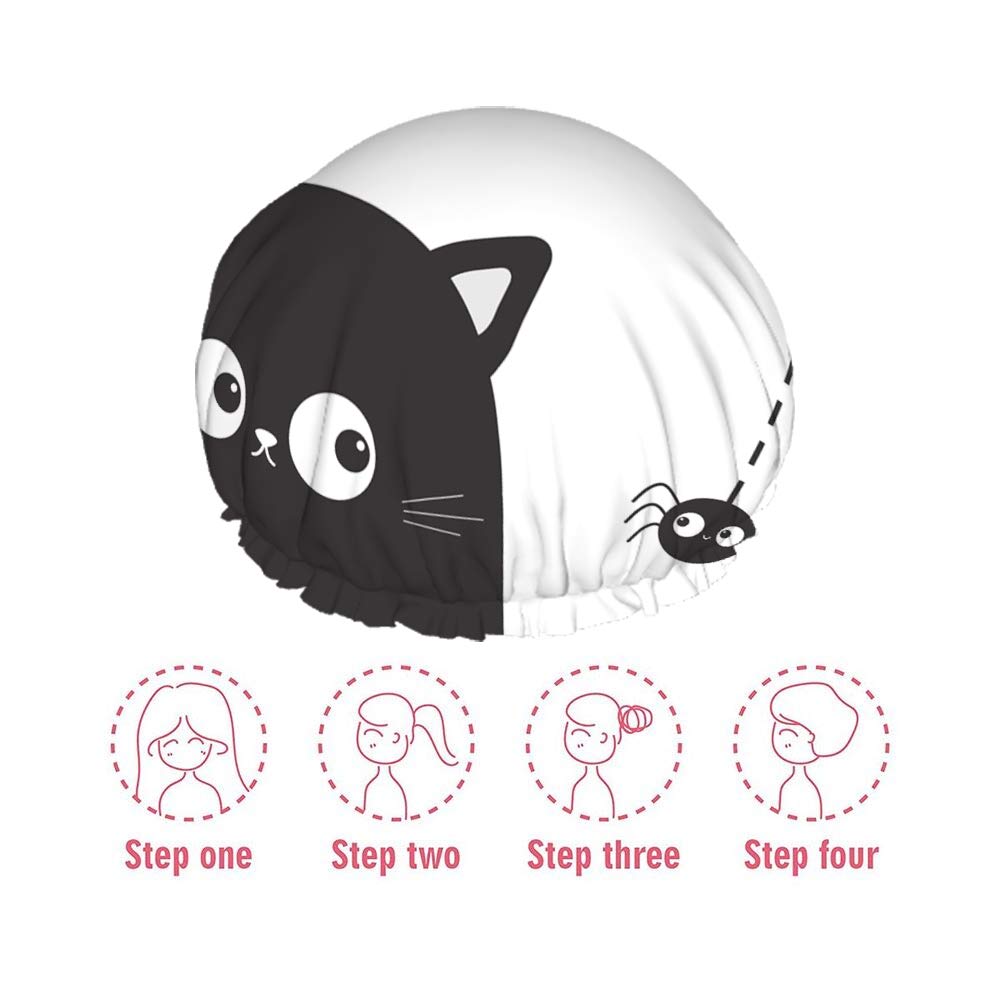 Swono Gorro de ducha para gatos, divertido color negro, con aspecto de araña, impermeable, de doble capa, perfecto para todas las longitudes y