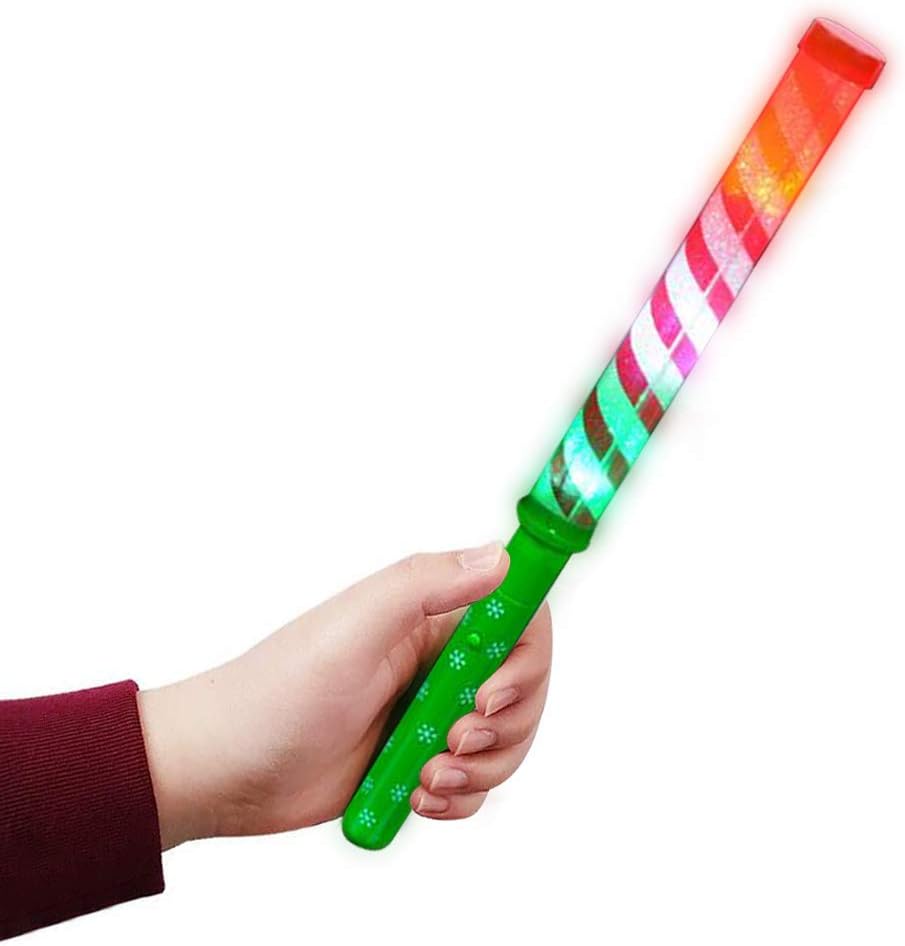 ArtCreativity Varitas de rayas de bastón de caramelo iluminadas, juego de 2, varitas LED intermitentes de 12.25 pulgadas para niños con baterías