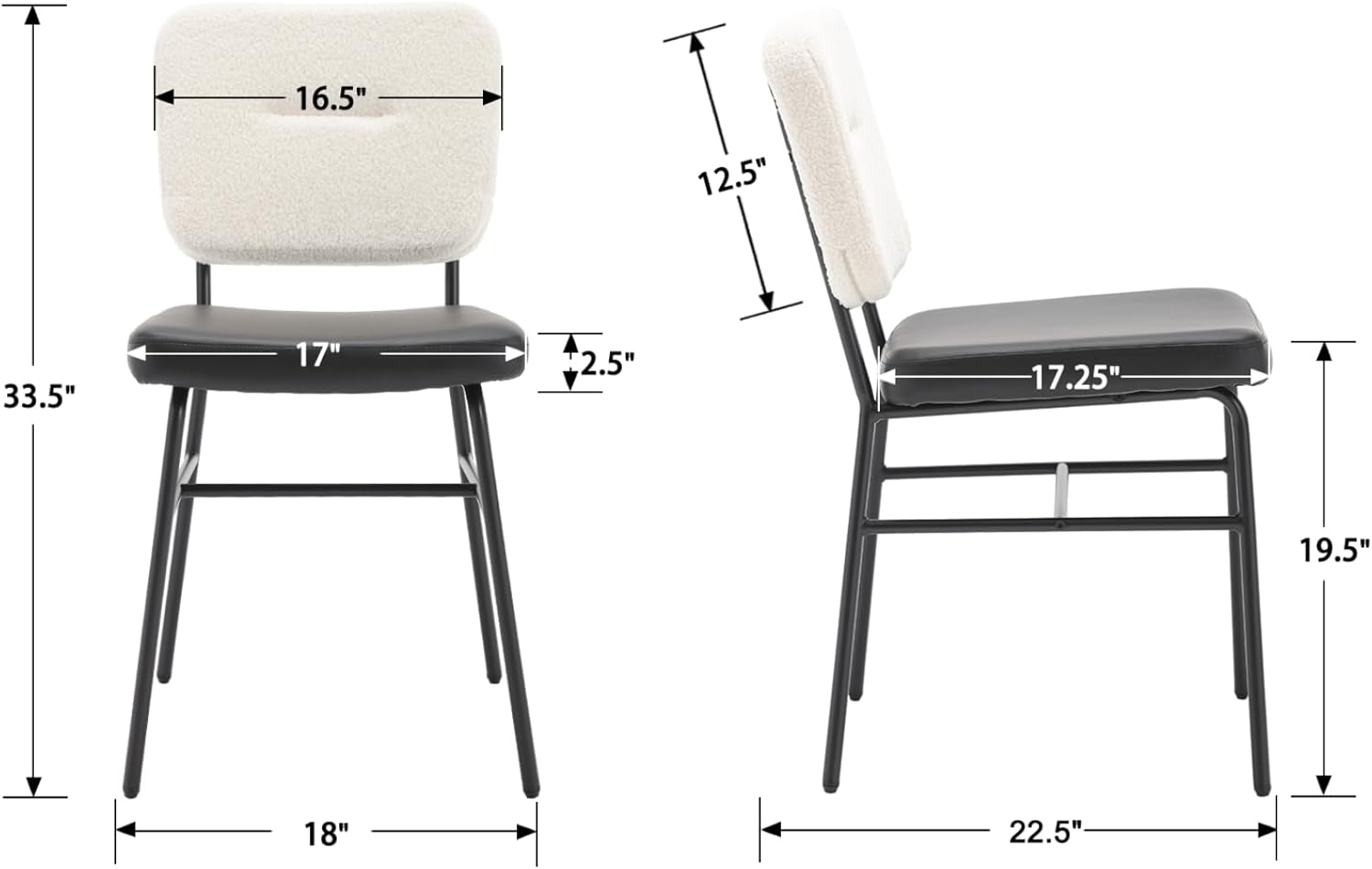 EALSON Juego de 2 sillas de comedor tapizadas de cuero, modernas sillas de comedor con patas de metal y respaldo de piel sintética, cómodas sillas