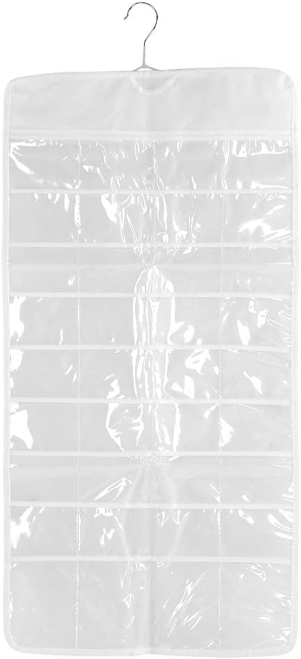 TOPINCN Organizador de joyas colgante de doble cara 72 rejillas de PVC transparente transparente colgar sobre la puerta bolsa de almacenamiento