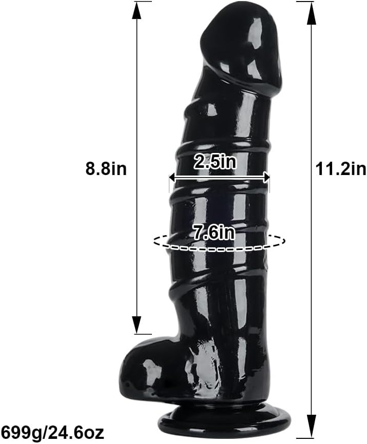Consolador realista extra grande de 11.2 pulgadas con succión negra para jugar con manos libres para hombres y mujeres, placer vaginal y anal,