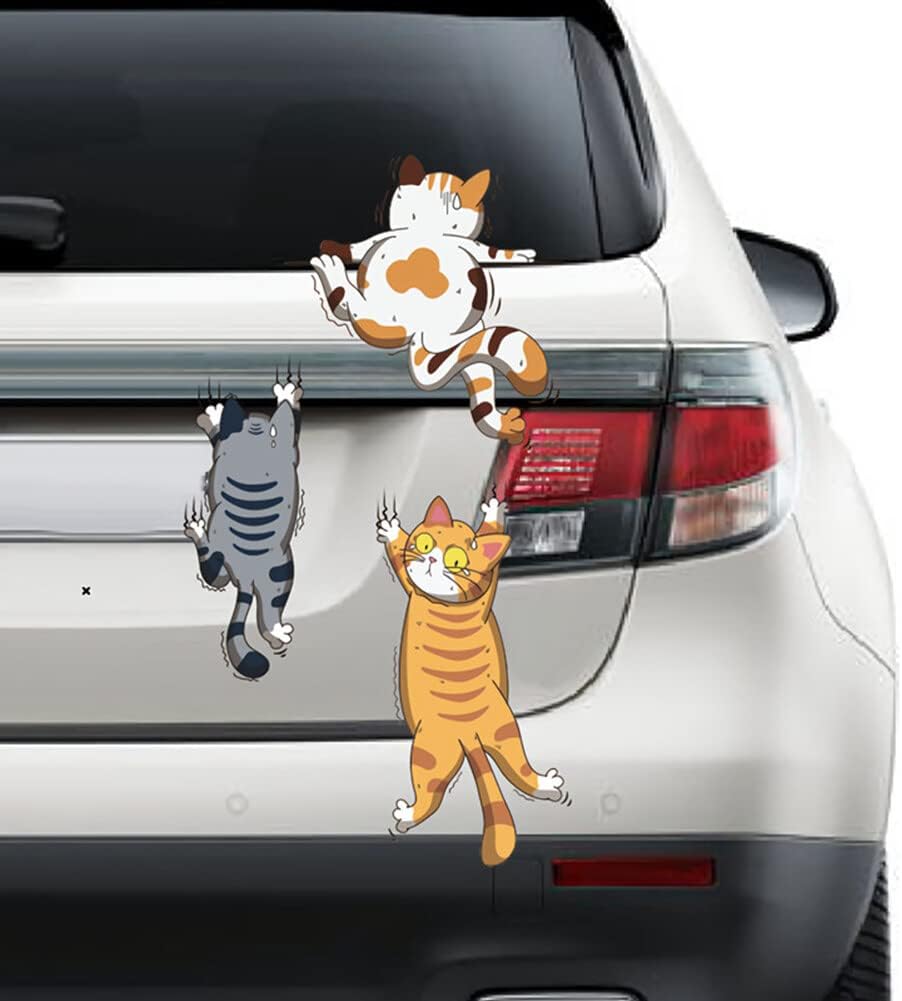Calcomanía de dibujos animados de gato lindo para automóvil, calcomanía de perro de dibujos animados, calcomanía de vinilo para coche, calcomanías