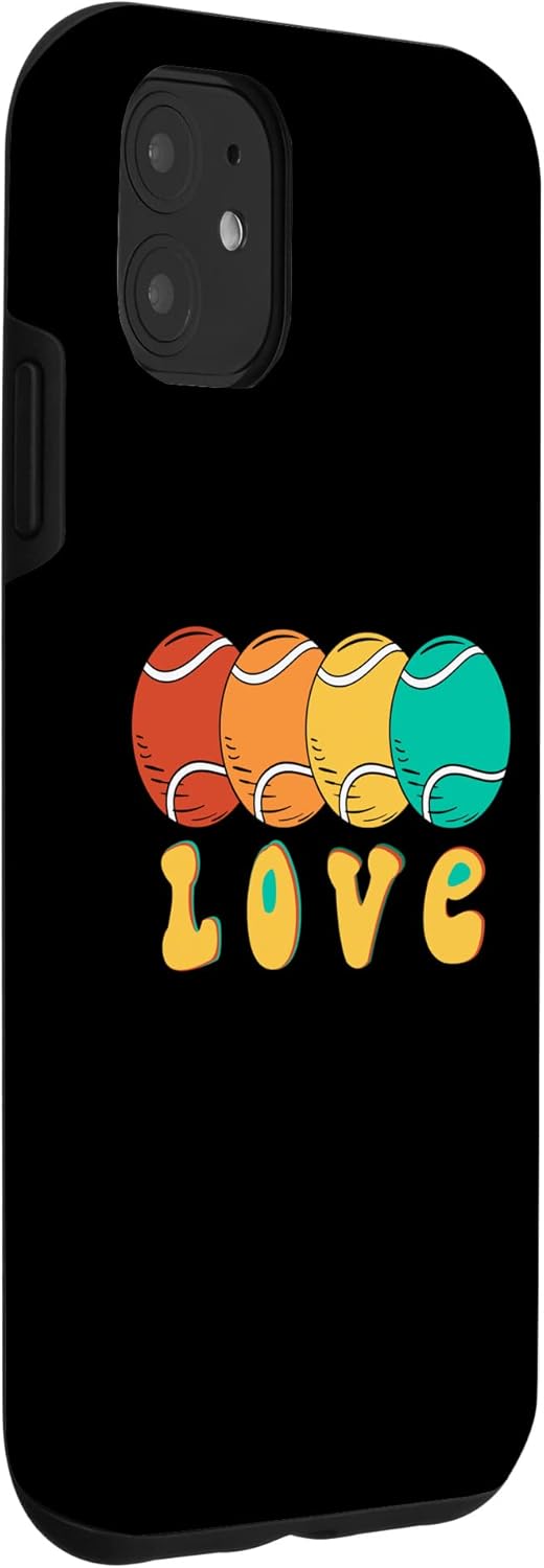 iPhone 11 Retro Groovy – Camiseta de tenis, estuche de pelotas de tenis LOVE