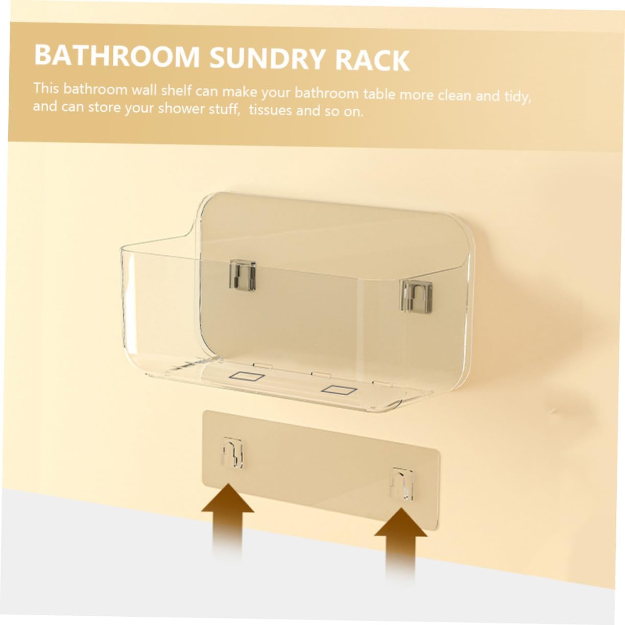 COOLHIYA Estante de pared para baño, estantes transparentes para pared, sin perforación, estantes flotantes transparentes, organizador de ducha,