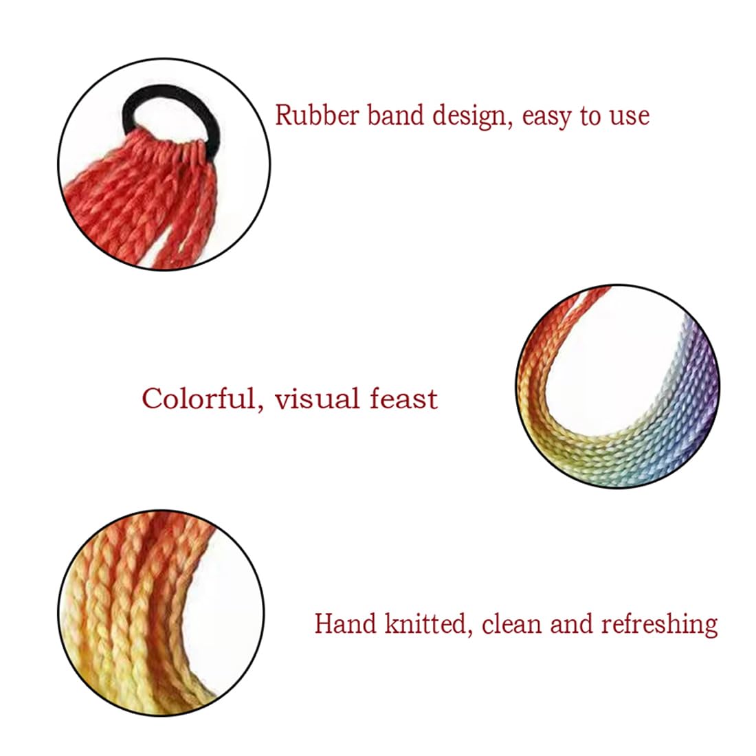 Extensiones de cabello de cola de caballo arcoíris para niñas, accesorios para niños, pelucas coloridas, trenzas de arco iris, extensiones de