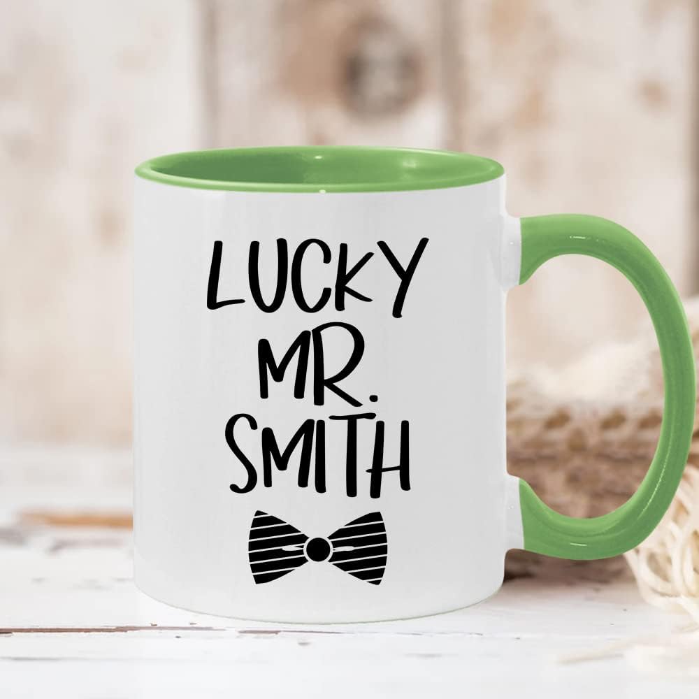 Mugs Café personalizado para parejas amantes de la nueva esposa, esposo, eres un señor afortunado, regalos divertidos para él y para ella, con
