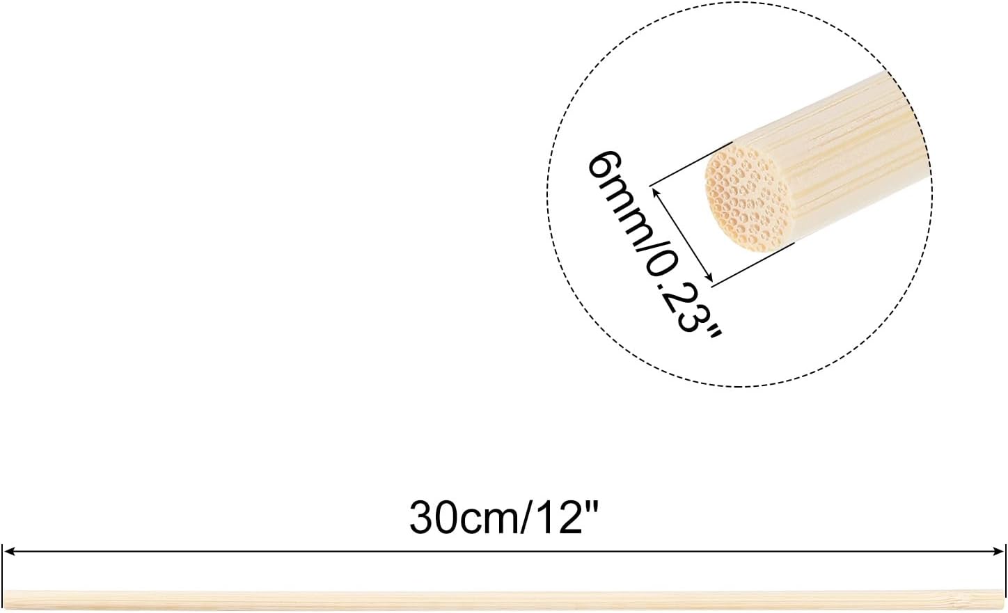 MECCANIXITY Varillas de madera de 11.8 in, 12 varillas redondas de madera, palo de bambú de 0.23 pulgadas para manualidades, accesorios de cabina de