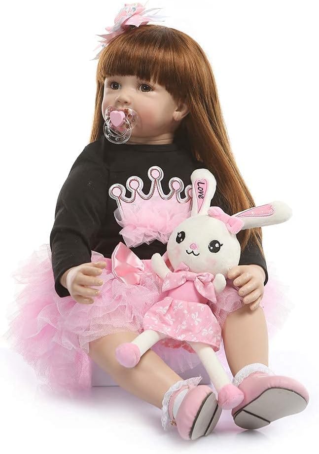 Anano Muñecas Reborn de 24 pulgadas, 23.6 in, encantadoras muñecas Reborn de bebé Life Like Baby Doll de vinilo de tela de silicona, cuerpo de pelo
