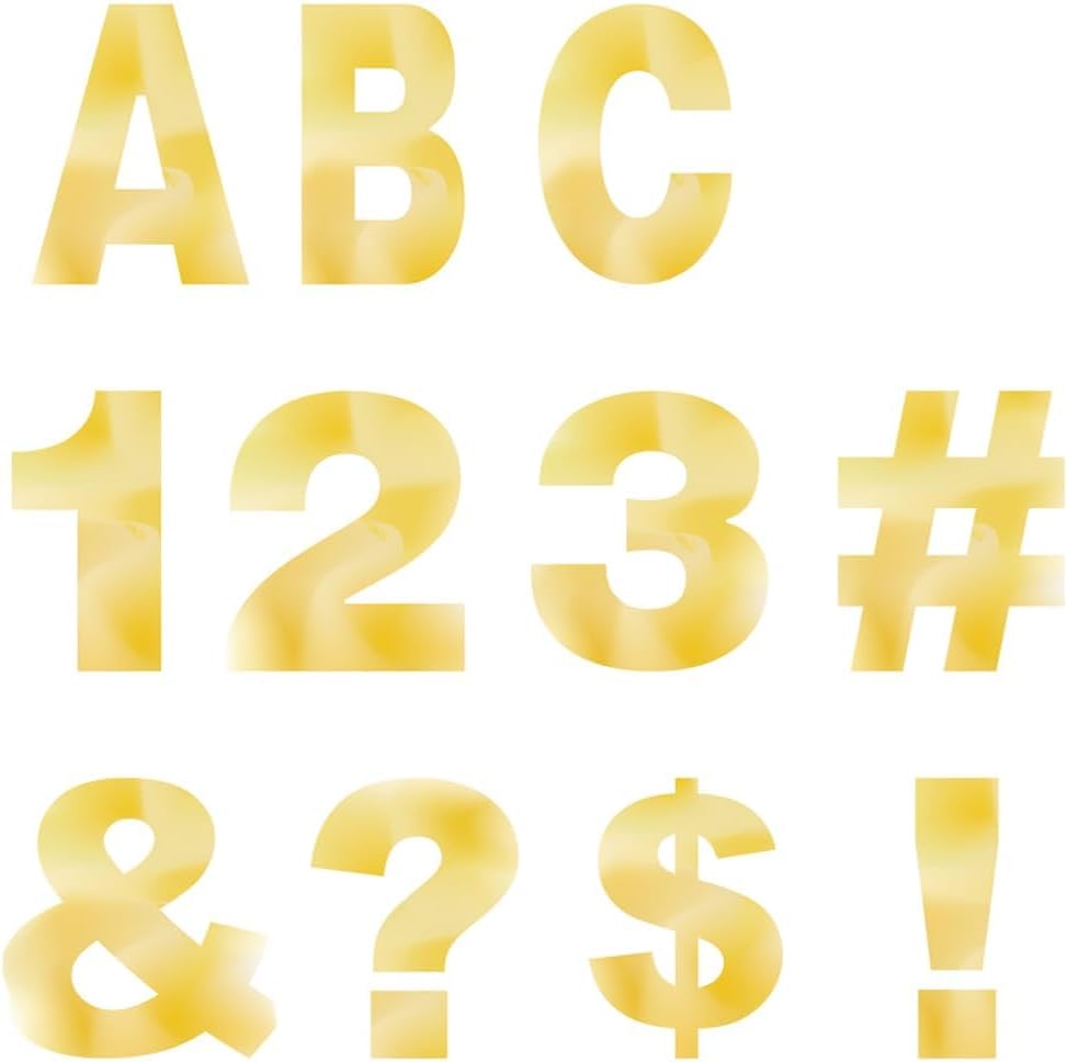 Letras adhesivas doradas de 4 pulgadas, autoadhesivas, números y símbolos extraíbles, póster de papel para decoración y manualidades, 123 hojas (4