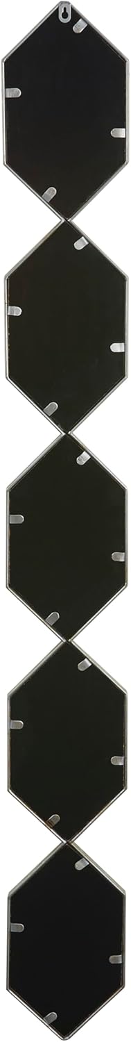 Deco 79 Espejo de pared de metal para habitación, cadena apilada delgada, espejo de entrada de 5 capas con patrón de enrejado, espejo para montar en