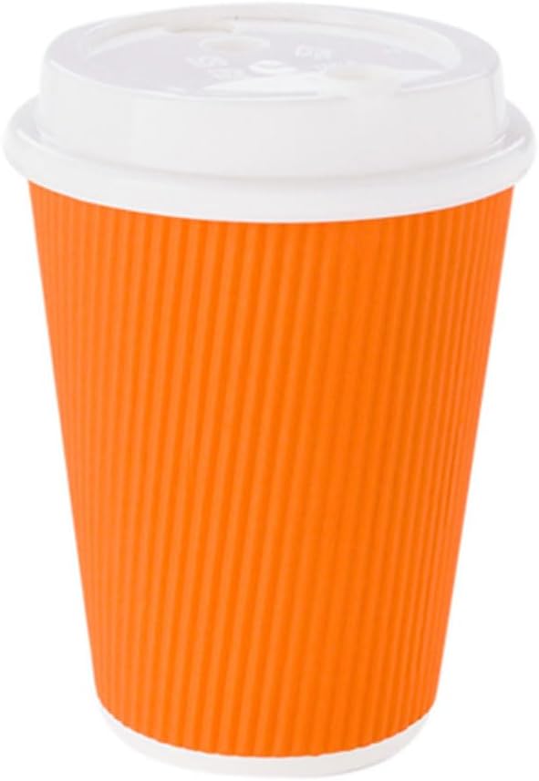 Vasos de café de papel aislado de pared corrugada, 12 onzas, 12 onza, Anaranjado