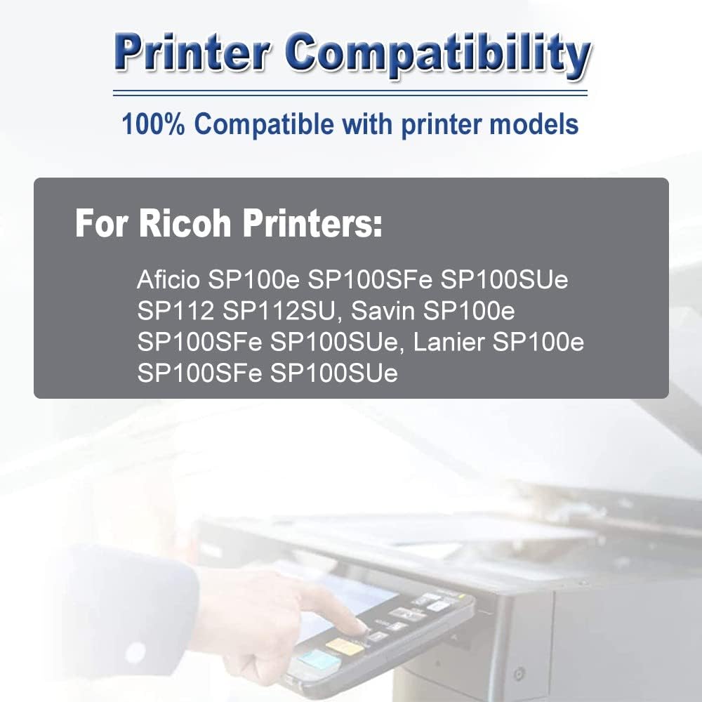 Paquete de 1 cartucho de tóner de imagen compatible con alto rendimiento 407165 (negro) para impresora Ricoh Aficio SP100e SP100SFe SP100SUe SP112