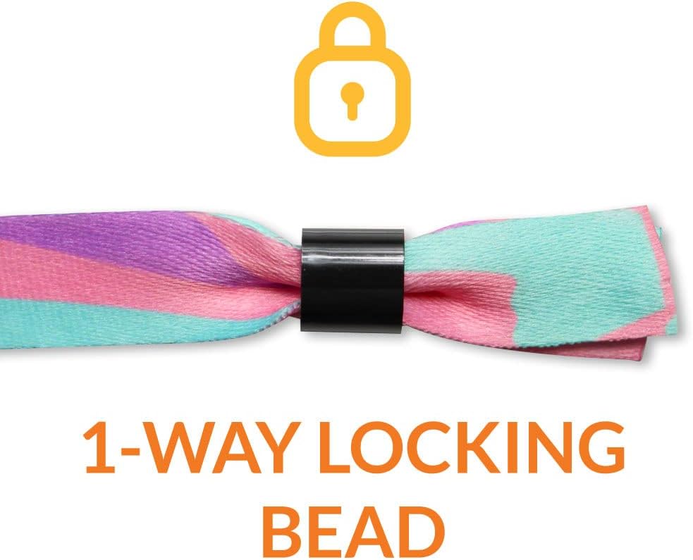 Pulseras de tela con cuentas de bloqueo de un solo uso  Totalmente personalizable  Ideal para entradas y eventos  Disponible a granel