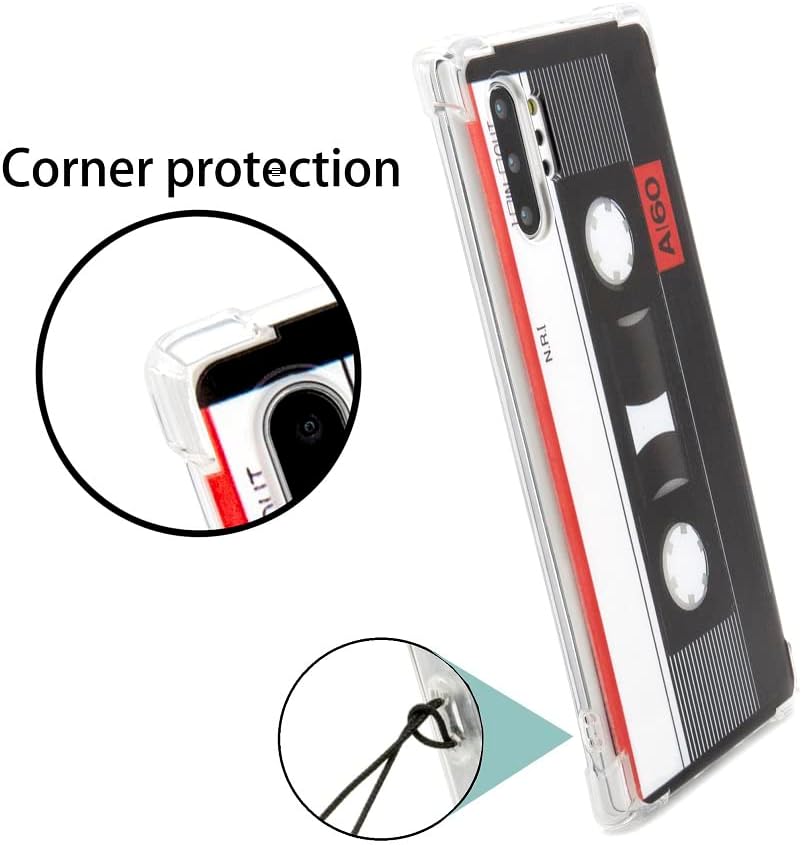 FAteam – Funda para Galaxy Note10 Plus, con esquinas reforzadas, TPU suave, parachoques suave, cinta de casete de música retro, compatible con