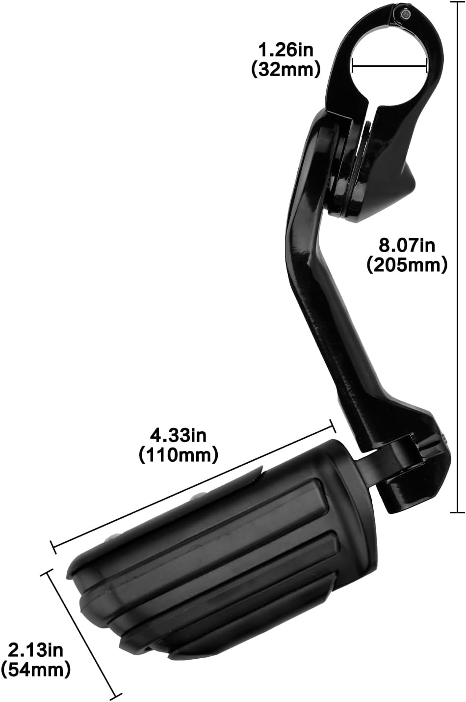 Estriberas de carretera en ángulo de 1.25 pulgadas de largo para motocicleta, reposapiés ajustables con abrazaderas kit de soportes compatible con