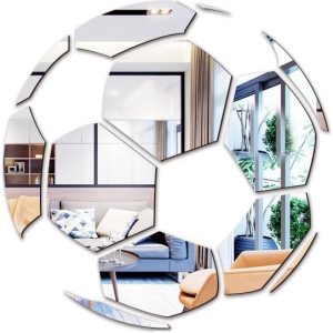 ufengke Adhesivo de pared de espejo de fútbol acrílico 3D pegatinas de pared para niños y niñas, sala de estar, dormitorio, decoración de pared ufengke Adhesivo de pared de espejo de fútbol acrílico 3D pegatinas de pared para niños y niñas, sala de estar, dormitorio, decoración de pared