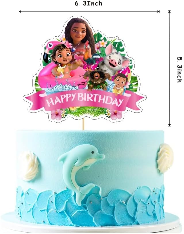 Decoraciones de cumpleaños de Baby Moana, suministros de fiesta de Baby Moana incluyen pancarta de feliz cumpleaños, decoración de pastel y