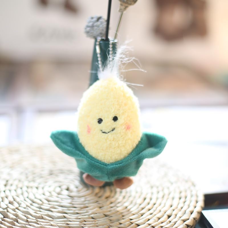 XICHEN 5 piezas de juguete de peluche vegetal decoración colgante llavero muñeca pequeña (colbrócolimaízcebolletabrotes de bambú)